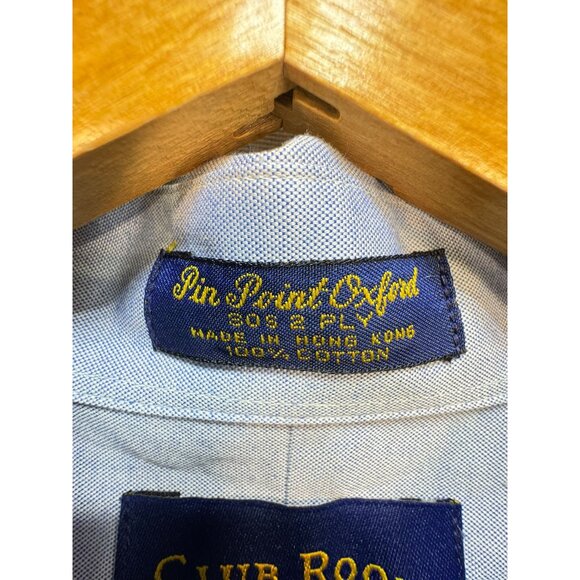 Club Room Mens Pinpoint Oxford Dress Shirt Size 16 32/33 Light Blue Pocket - Picture 3 of 13